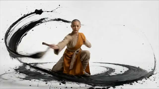 Grok: a sumi-e ink action take in monochrome, the kind of left-field interpretation it volunteers when the safe models converge.