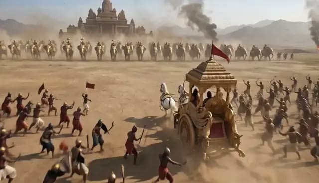 Veo 3.1: an epic chariot charge against an army, stable motion at scale.